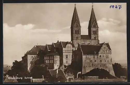 AK Quedlinburg, Blick auf das Schloss
