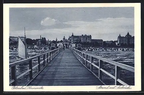 AK Zinnowitz, Strand mit Seebrücke