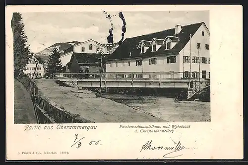 AK Oberammergau, Passionsschauspielhaus und Wohnhaus des Christusdarstellers