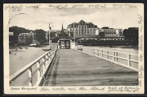 AK Heringsdorf, Blick vom Pier aufs Kurhaus Atlantic