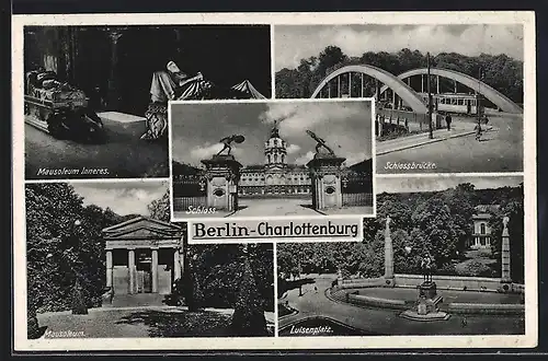 AK Berlin-Charlottenburg, Schloss, Mausoleum Inneres und Aussenansicht, Luisenplatz