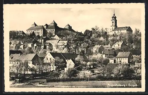 AK Augustusburg i. Erzgeb., Ortsansicht mit Schloss