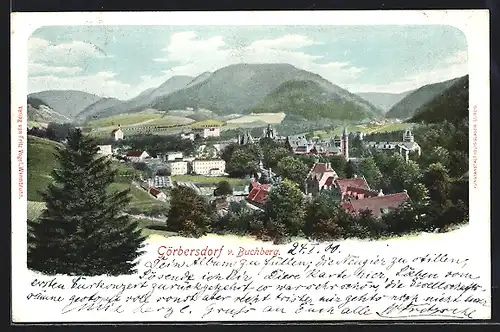 AK Görbersdorf v. Buchberg, Ortsansicht gegen Hügelkette