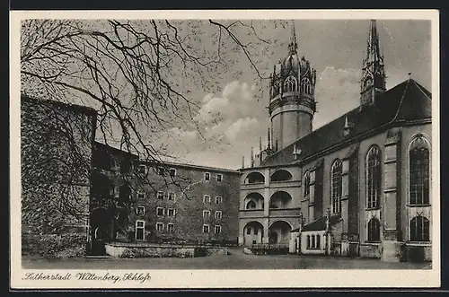 AK Wittenberg, Partie vor dem Schloss der Lutherstadt