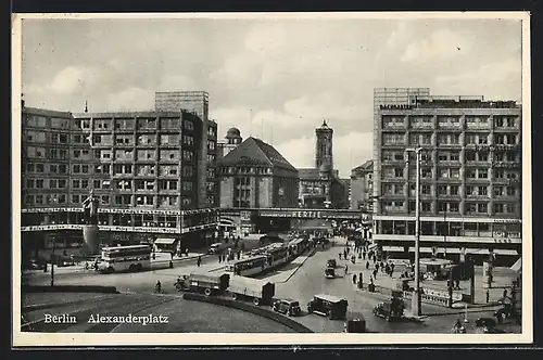 AK Berlin, Alexanderplatz mit Strassenbahnen