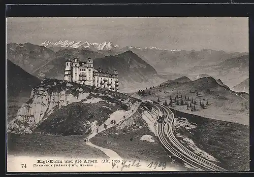 AK Rigi-Kulm, Blick gegen die Alpen
