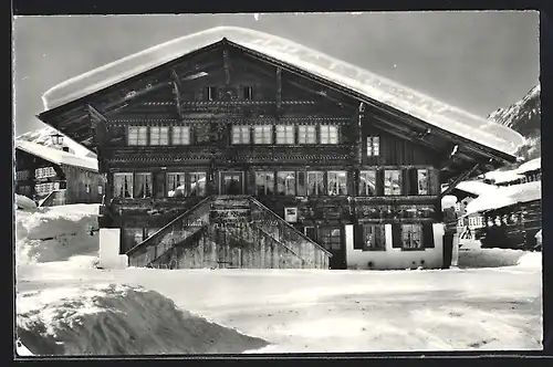 AK Gsteig b. Gstaad, schneebedecktes Hotel Bären