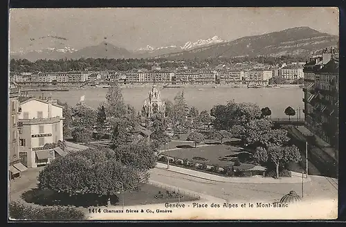 AK Genève, Place des Alpes et le Mont Blanc