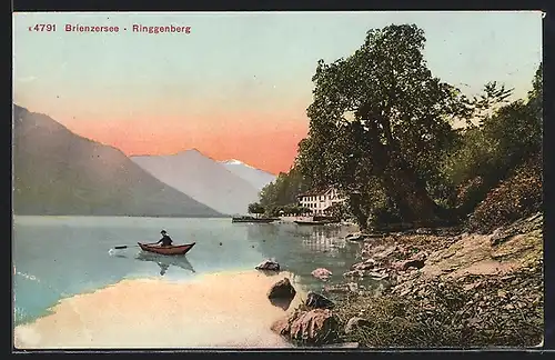 AK Ringgenberg, Ruderboot am Ufer des Brienzersee