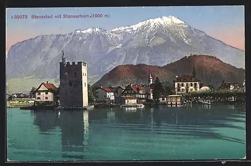 AK Stansstad mit Stanserhorn, Ortspartie