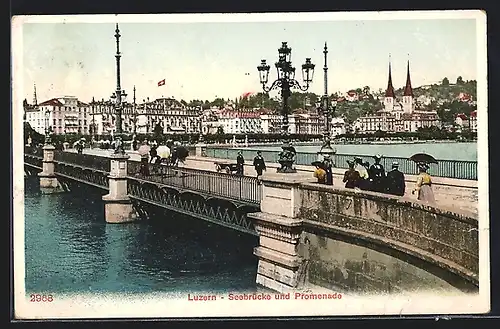 AK Luzern, Seebrücke und Promenade