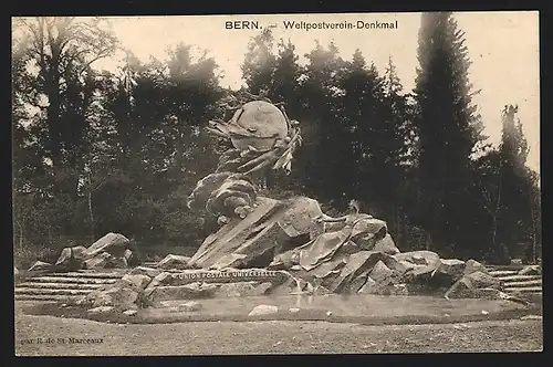 AK Bern, Blick auf das Weltpostverein-Denkmal