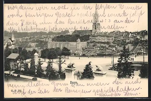 AK Bern, Blick über Platz auf Münster