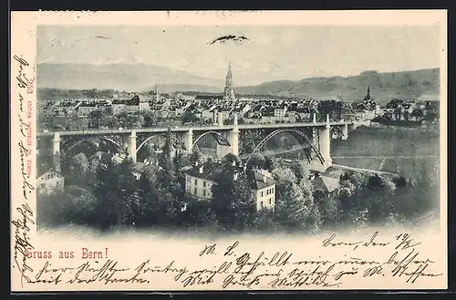 AK Bern, Blick auf Brücke und Münster