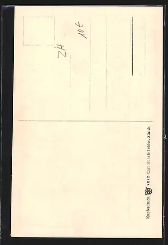 Künstler-AK Zürich, Strassenpartie beim Rüden