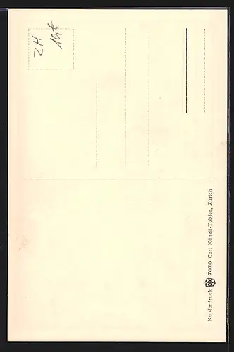 Künstler-AK Zürich, Strassenpartie in der Pfalzgasse