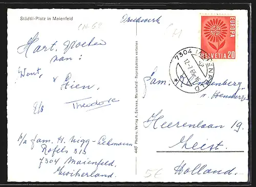 AK Maienfeld, Brunnen am Städtli-Platz