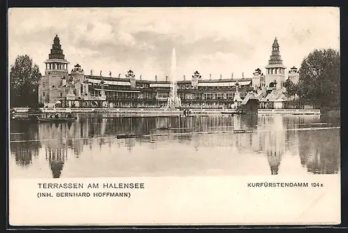 AK Berlin-Halensee, Terrassen am Halensee, Kurfürstendamm 124a