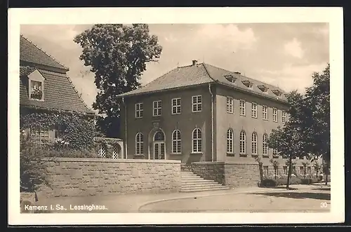 AK Kamenz i. Sa., Strassenpartie vor dem Lessinghaus