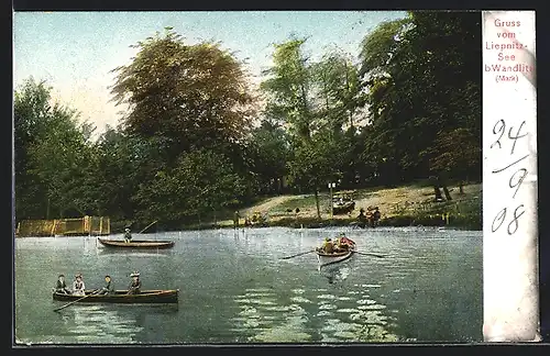 AK Bernau i. Mark, Ruderboote auf dem Liepnitz-See