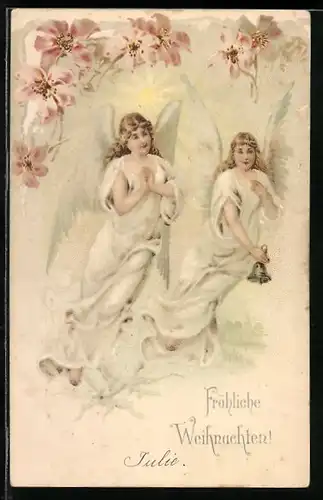 AK Weihnachtsengel läuten die Glocken