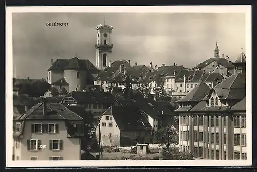 AK Delémont, Ortspartie mit Kirche