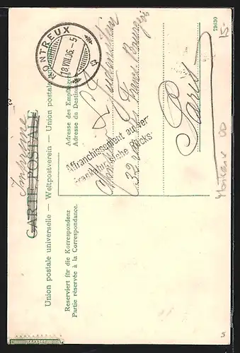 AK Montreux, Strassenpartie mit Passanten