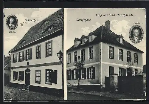 AK Bad Lauchstädt, Schillerhaus und Goethehaus