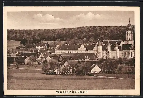AK Wettenhausen, Totalansicht mit Kirche