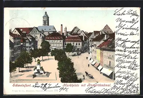 AK Schweinfurt, Marktplatz mit Rückertdenkmal