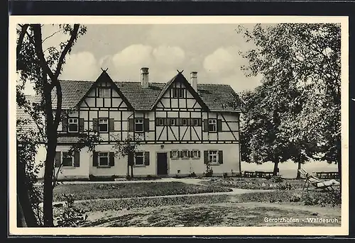 AK Gerolzhofen, Waldesruh mit Frau im Liegestuhl