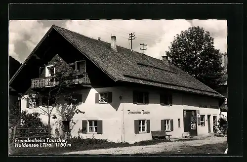 AK Haldensee i. Tirol, Partie vor dem Fremdenheim Tauscher