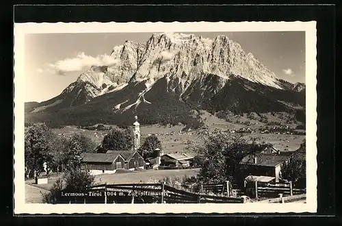 AK Lermoos, Ortsansicht vor Zugspitzmassiv