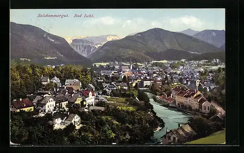 AK Bad Ischl, Ortsansicht aus der Vogelschau