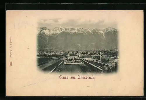 AK Innsbruck, Blick auf Kirche und Friedhof