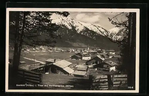 AK Seefeld, Ortsansicht mit Reitherspitze