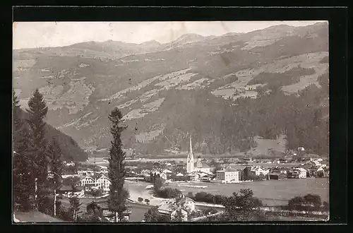 AK Zell am Ziller, Totalansicht gegen Kreuzjoch