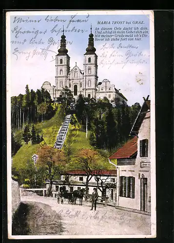 AK Maria Trost b. Graz, Blick auf die Wallfahrtskirche