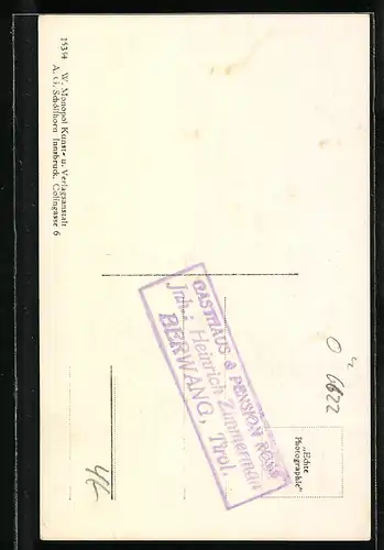 AK Berwang, Hochalpiner Wintersportplatz mit Gasthaus Rose