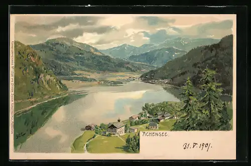 Künstler-AK Edward Harrison Compton: Achensee, Panorama mit Umgebung