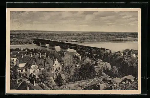 AK Tulln a. d. Donau, Uferpartie mit Brücke