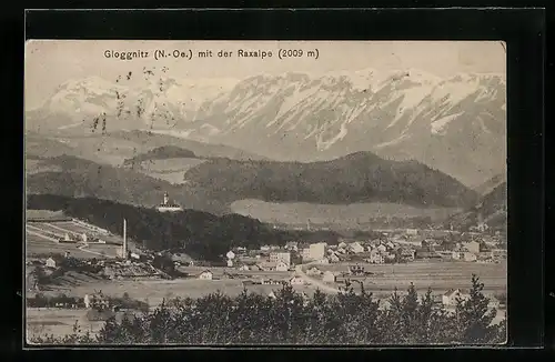 AK Gloggnitz, Teilansicht mit der Raxalpe