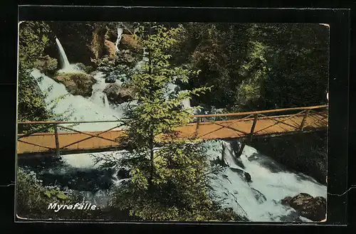 AK Myrafälle, Wasserfall mit Brücke