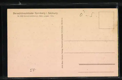 AK Salzburg, Benediktinenkloster Nonnberg, Nonnenrefrektorium, Innenansicht