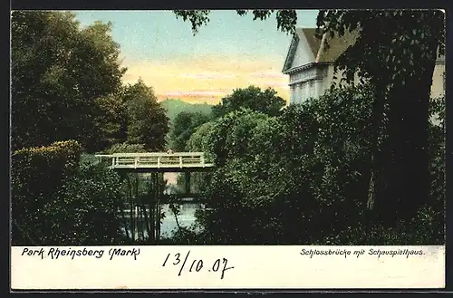 AK Rheinsberg, Schlossbrücke mit Schauspielhaus
