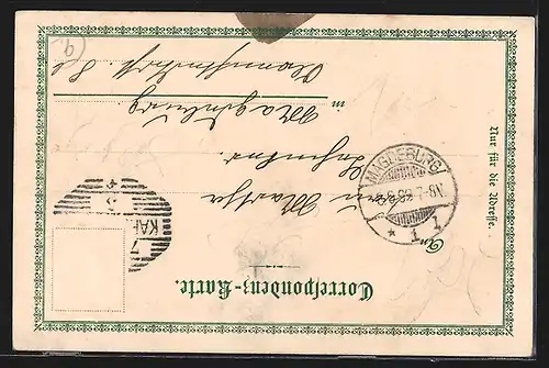 Lithographie Karlsbad, Russische Kirche aus der Vogelschau