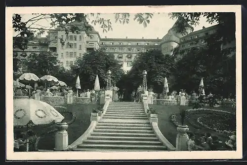 AK Karlsbad, Aufgang zum Hotel Imperial