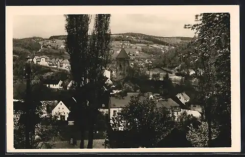 AK Nejdek, Blick auf die Ortsmitte mit Stadtturm