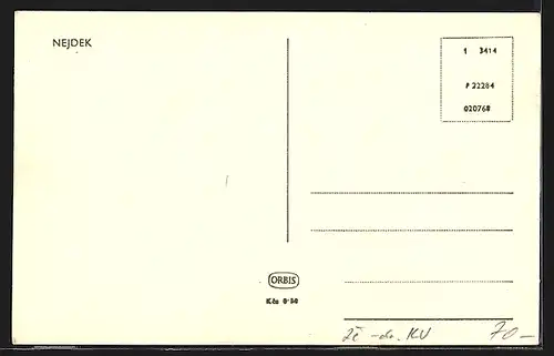 AK Nejdek, Blick auf die Ortsmitte mit Stadtturm