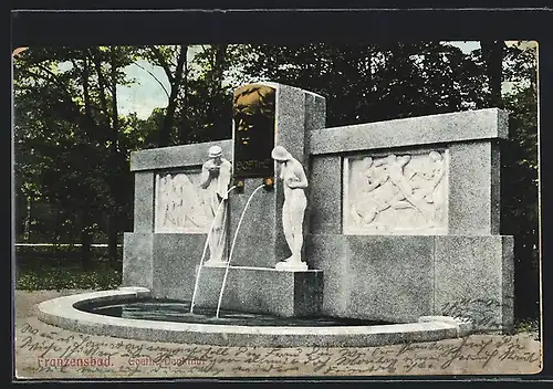 AK Franzensbad, Blick auf das Goethe-Denkmal